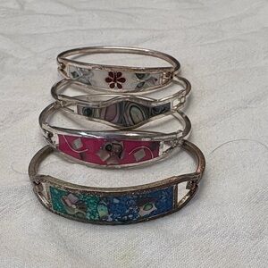 Elegant Silver and Multicolor Bangle Set